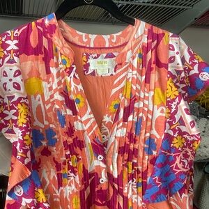 Maeve Multicolor Floral Pleated Blouse
